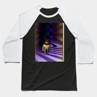 Cat Behind The Door - Psychedelic Surrealism Baseball T-Shirt